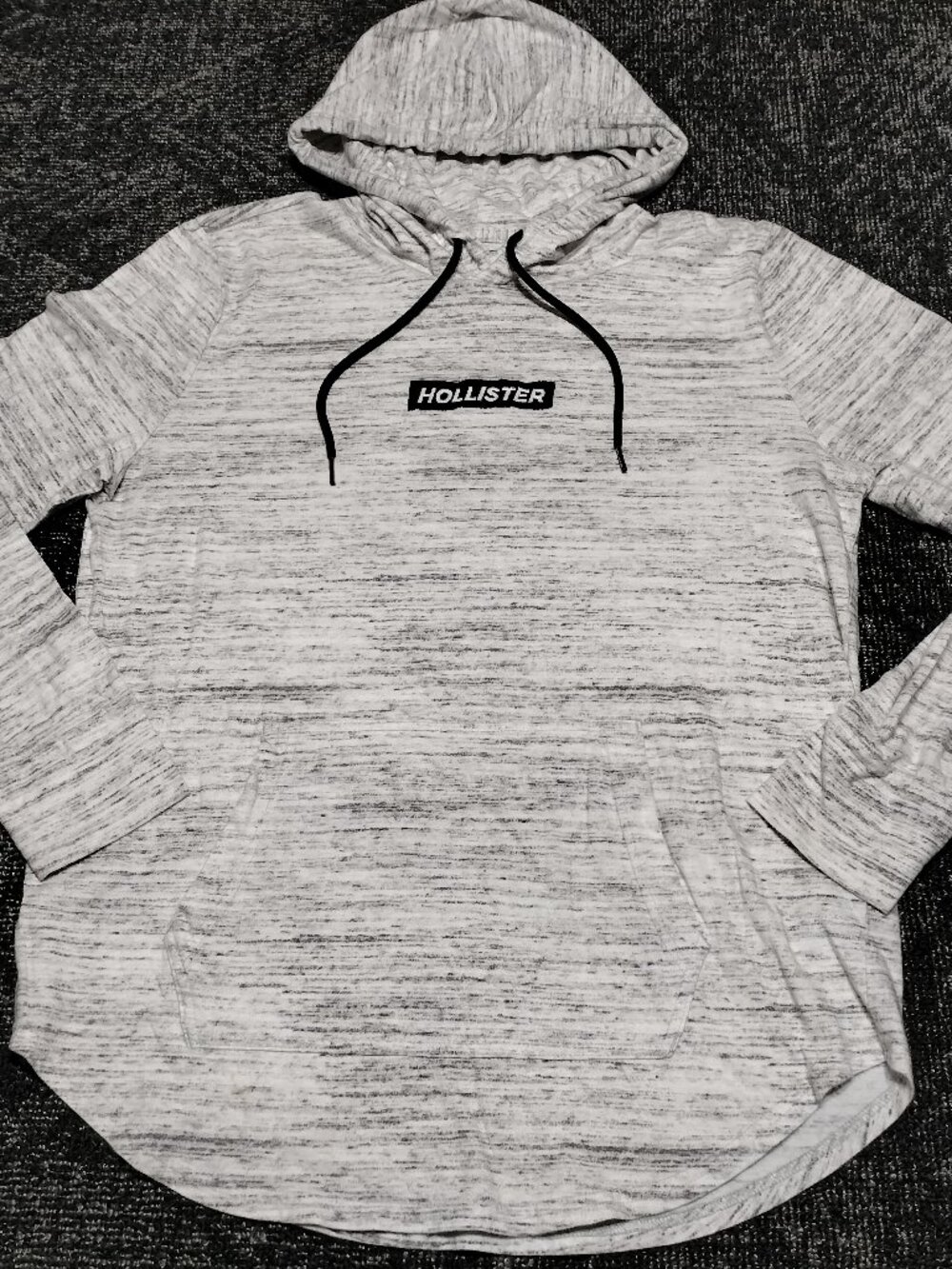 Men's Hollister Lightweight Long Sleeve T-shirt Pullover Hoodie Large White Gray
